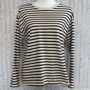 Zara Striped Long Sleeve Navy Blue Cream Size M